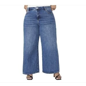 NWT ELOQUII Full Figure Wide Leg Denim Jeans Size 28